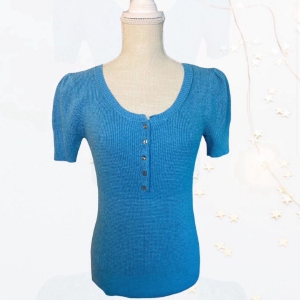 Eddie Bauer Blue Henley Short Sleeve Shirt